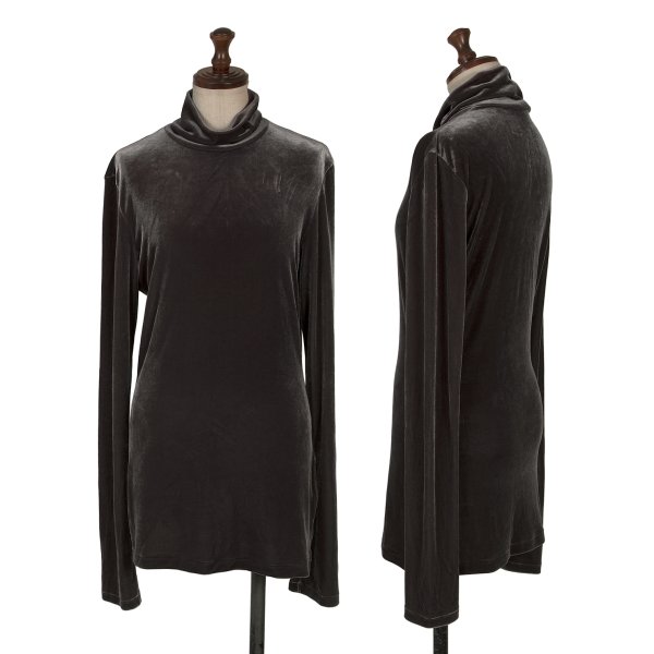 【中古】 ヨウジヤマモト ファムYohji Yamamoto FEMME ベロアハイネックカットソー  焦げ茶M【レディース】