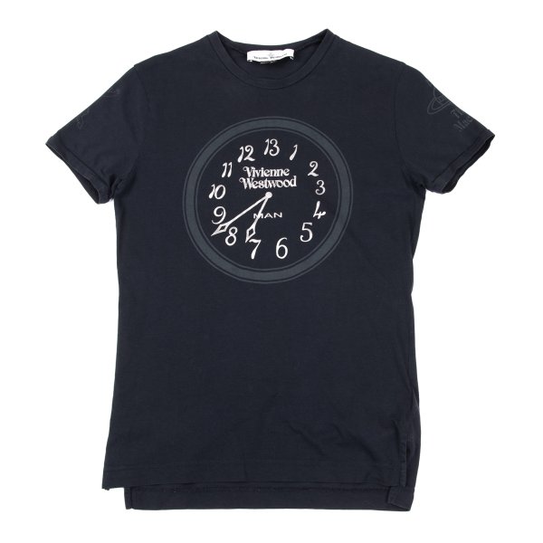 【中古】 ヴィヴィアンウエストウッドマンVivienne Westwood MAN 時辰儀刷り上げる半袖ティーシャツ 紺XS【メンズ】