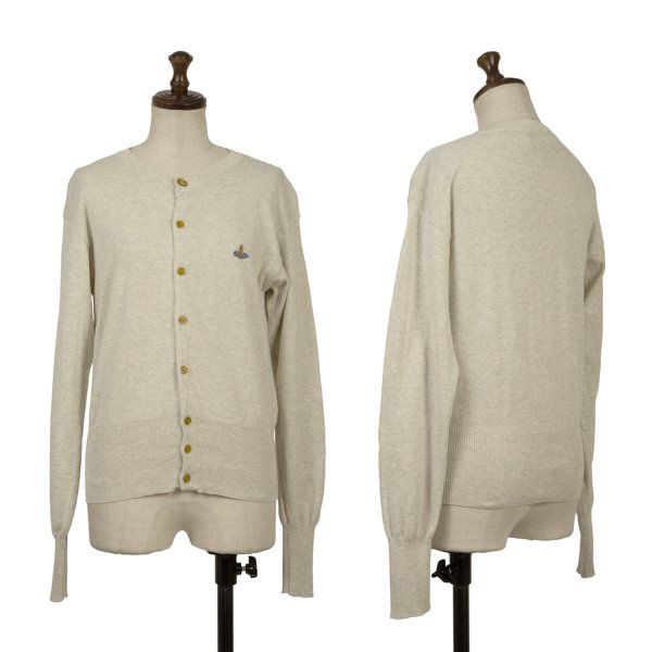 【中古】 ヴィヴィアンウエストウッドVivienne Westwood オーブ刺しゅうクルーネックカーディガン 象牙色S【レディース】