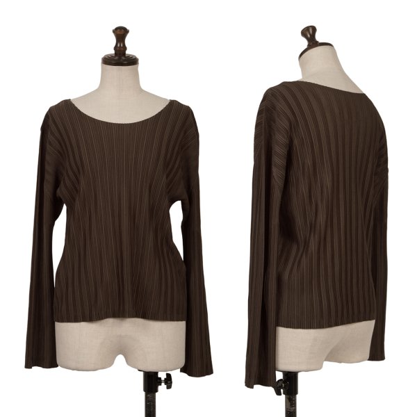 【中古】 筋目プリーズPLEATS PLEASE プリーツカットソー 茶3【レディース】