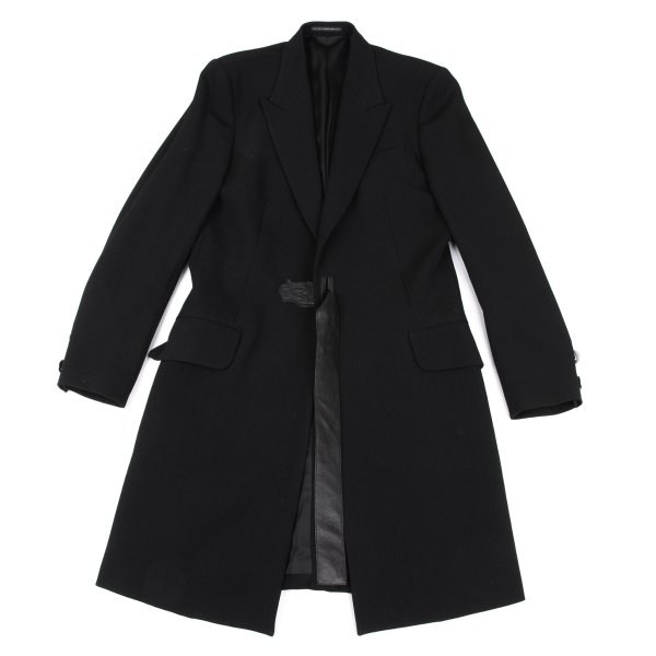 【中古】 ワイズフォーメンY\u0027s for men オールドギャバレザーベルトお仕舞いロング上衣 黒4【メンズ】 メンズファッション-コート・ジャケット