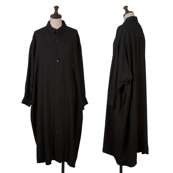 【中古】 ワイズY\u0027s レーヨンビッグシルエットシャツワンピース 黒M位【レディース】