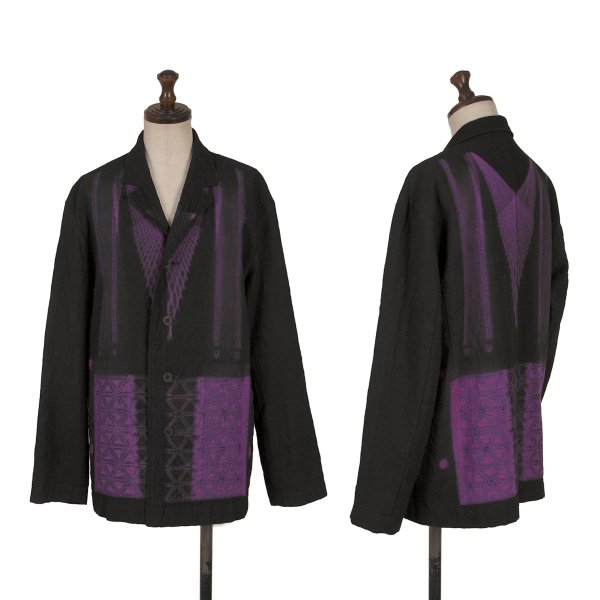 【中古】 イッセイミヤケハート形ISSEY MIYAKE HaaT 幾何学学書き換えるひな型上衣 紫黒M位【レディース】