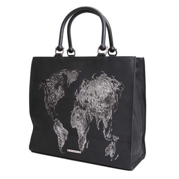 【中古】 ジャンポールゴルチエ オムJean Paul GAULTIER HOMME ワールドマップエンボストートバッグ 黒【メンズ】
