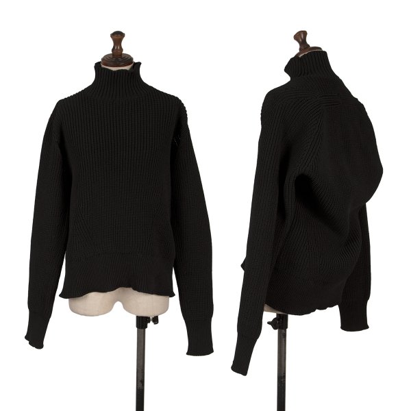 【中古】 イッセイミヤケISSEY MIYAKE ポリハイネックニット 黒2【レディース】