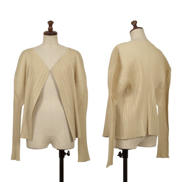 【中古】 筋目プリーズPLEATS PLEASE プリーツボタンレスカーディガン ベージュ3【レディース】