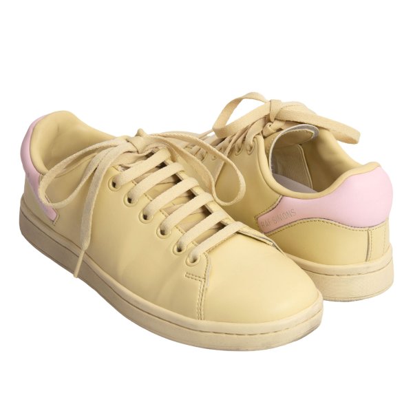 【中古】 ラフシモンズRAF SIMONS Runner ORION レザーローカットスニーカー 薄黄サクラ色38(24糎位)【レディース】