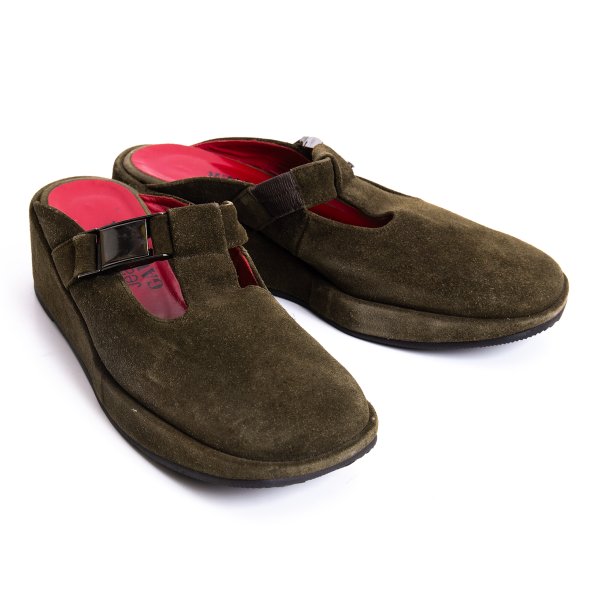 【中古】 ジャンポールゴルチエJean Paul GAULTIER スウェードメタルベルトサンダル カーキ3.5(23.5糎位)【レディース】