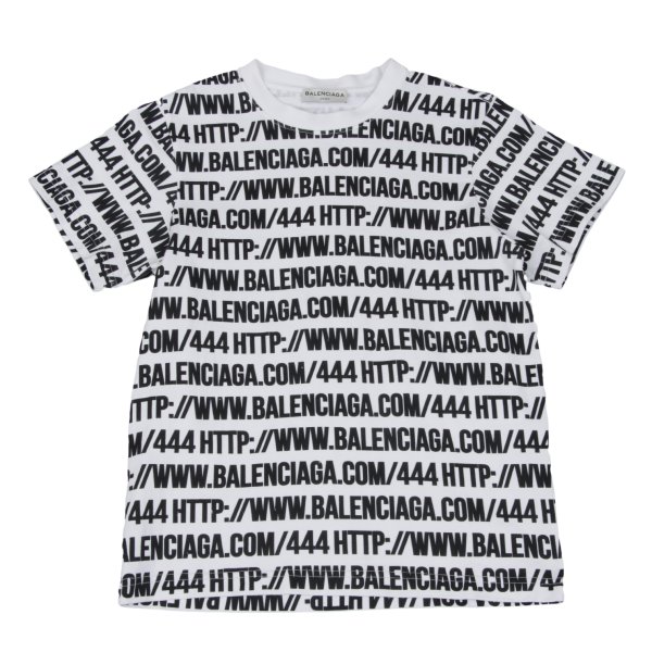 【中古】 バレンシアガBALENCIAGA 総柄ロゴプリントTシャツ 白黒M【レディース】｜PLAYFUL