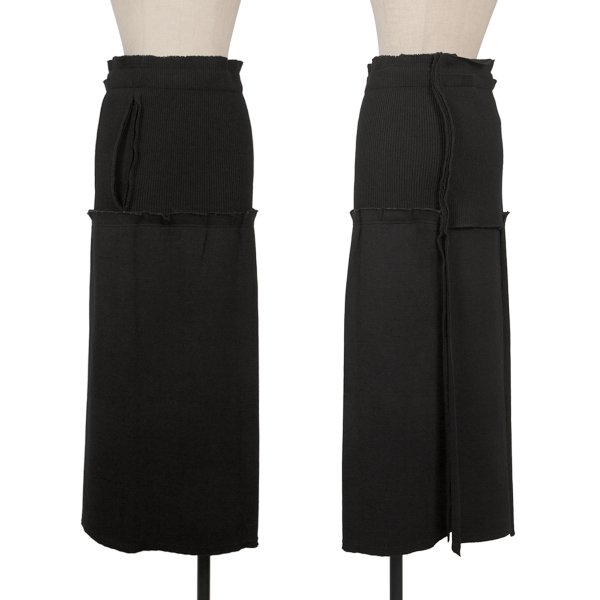 【中古】 コムデギャルソンCOMME des GARCONS 裁ち切りウール切替ニットスカート 黒M【レディース】｜PLAYFUL