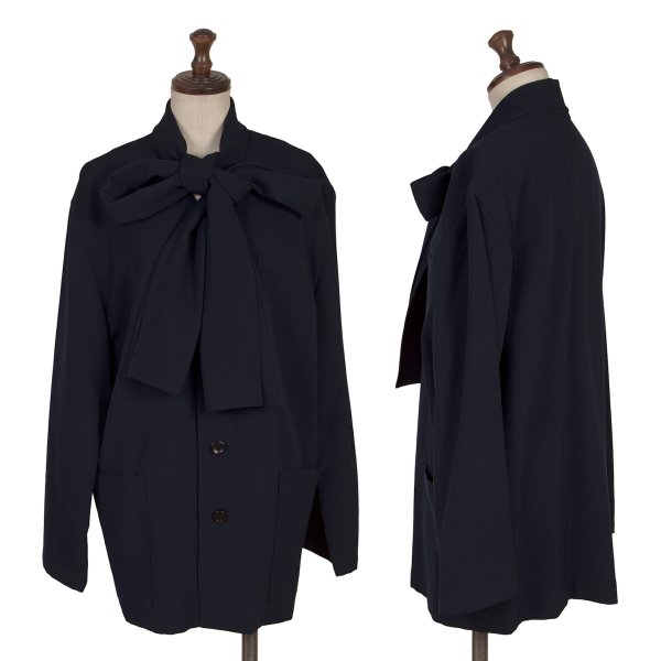【中古】 ワイズY\u0027s ウールネックストラップジャケット 紺M位【レディース】