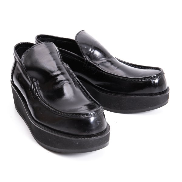 【中古】 ワイズY\u0027s ハイソールレザープラットフォームシューズ 黒XS(22.5珊位)【レディース】
