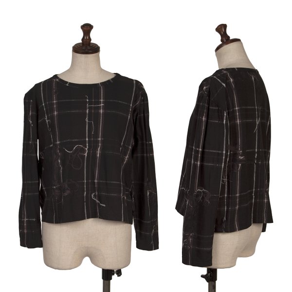 【中古】 ワイズY's ほつれチェックプリントカットソー 黒他2【レディース】|PLAYFUL