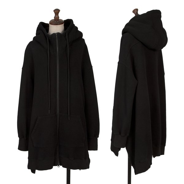 【中古】 定まり ヨウジヤマモトREGULATION yohji yamamoto コットンセルロースロングジップフーディー 黒2【レディース】