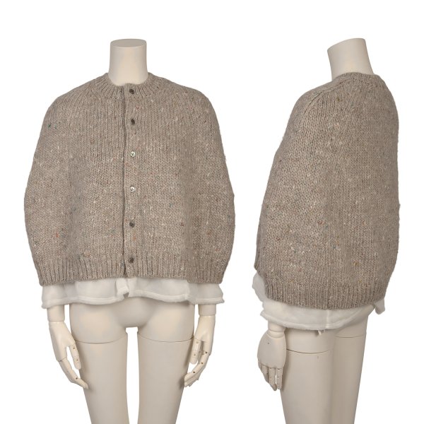 【中古】 コムデ給仕COMME des GARCONS 中綿レイヤードカラーネップニットポンチョ ベージュM【レディース】