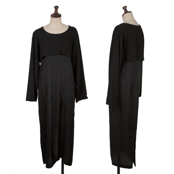 【中古】 トリココムデギャルソンtricot COMME des GARCONS ウールショートトップスレイヤードワンピース 黒M位【レディース】