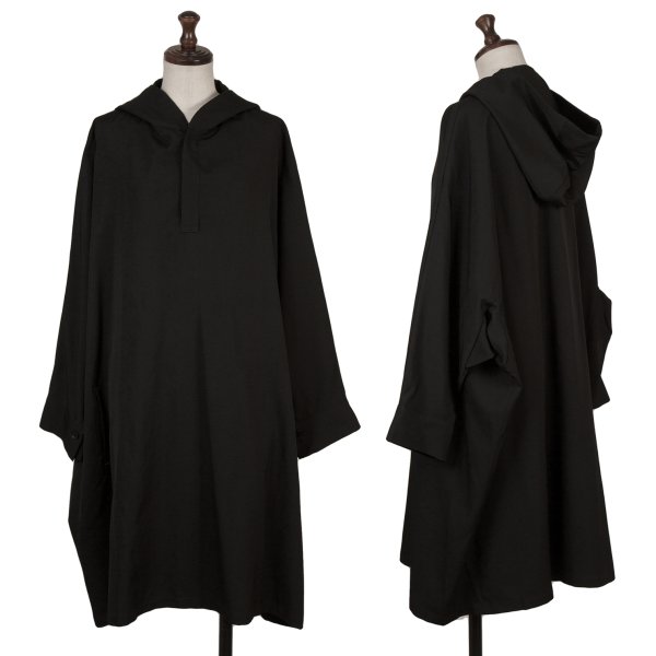 【中古】 ヨウジヤマモト ノアールYohji Yamamoto NOIR ウールギャバフーデッドチュニック 黒1【レディース】