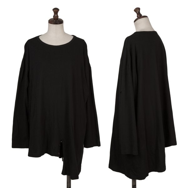 【中古】 ヨウジヤマモト ノアールYohji Yamamoto NOIR 綿織物裾ボタンデザインカットソー 黒2【レディース】