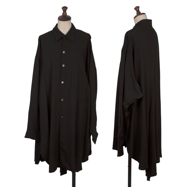 【中古】 ミチコバイワイズMICHIKO by Y&rsquo;s レーヨンキュプラドレープシャツワンピース 黒1【レディース】｜PLAYFUL