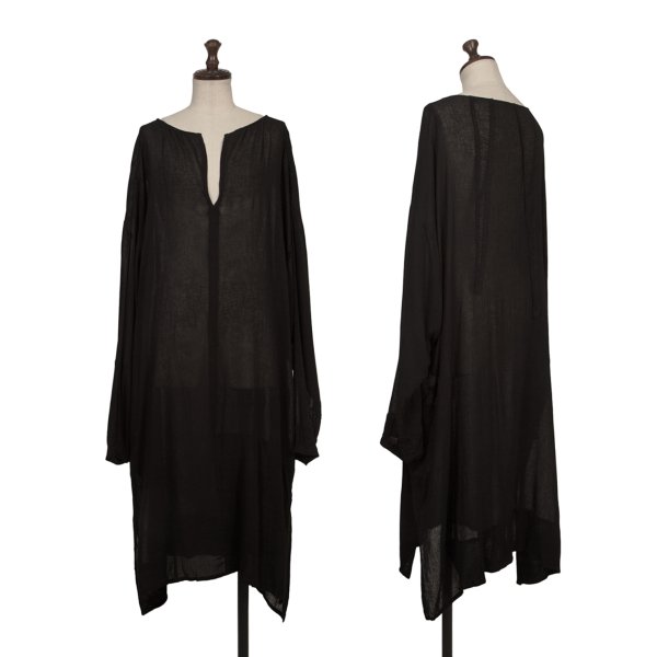 【中古】 ワイズY\u0027s 人絹混バックリブうつり変わりデザインスキッパーワンピース 黒1【レディース】