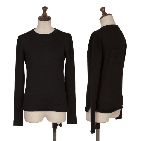 【中古】 ヨウジヤマモトファムYohji Yamamoto FEMME ウールヘムロールニットソー 黒3【レディース】