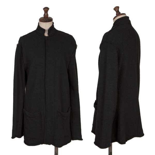 【中古】 ワイズY's ウール裁ち切りニットジャケット チャコール3【レディース】｜PLAYFUL