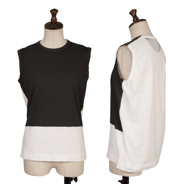 【中古】 トリココムデギャルソンtricot COMME des GARCONS フロントプリントノースリーブカットソー 黒白M位【レディース】 トップス-レディースファッション-タンクトップ