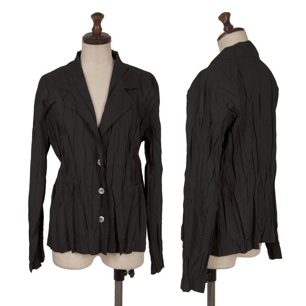 【中古】 筋目プリーズPLEATS PLEASE ポリコットンシワプリーツジャケット 黒4【レディース】 レディースファッション-コート・ジャケット