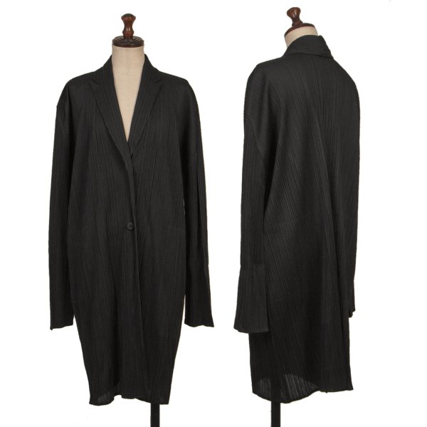 【中古】 筋目プリーズPLEATS PLEASE ポリコットンピークドラペルプリーツジャケット 黒5【レディース】