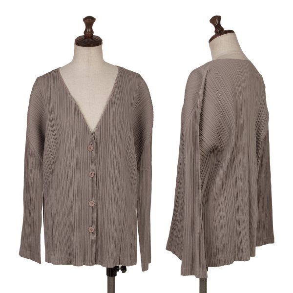 【中古】 筋目プリーズPLEATS PLEASE コットンポリプリーツV素っ首ジレー サクラ色ベージュ4【レディース】