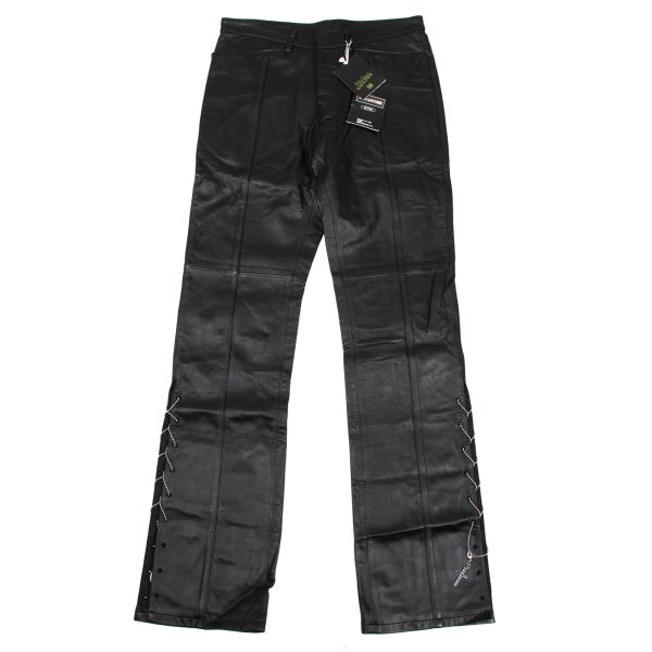 【中古】 ジャンポールゴルチエ オムJean Paul GAULTIER HOMME ボールチェーンレースアップデザインシープレザーパンツ 黒46【メンズ】|PLAYFUL