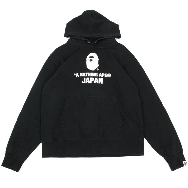 【中古】 アベイシングエイプA BATHING APE BAPE ロゴプリントフーディー 黒L【メンズ】 メンズファッション-スウェット・トレーナー-トップス