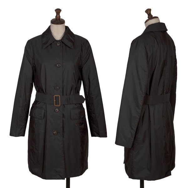 【中古】 プラダPRADA ナイロン中綿ベルテッドコート 黒38【レディース】|PLAYFUL