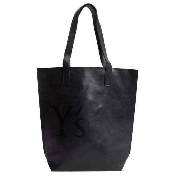 【中古】 ワイズY ロゴプリントシンセティックレザートートバッグ 黒【レディース】