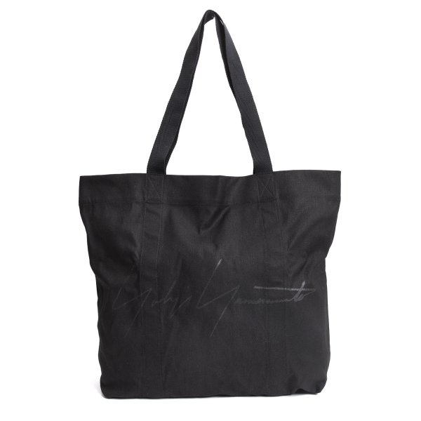 【中古】 ヨウジヤマモト ファムYohji Yamamoto FEMME シグネチャーロゴプリントトートバッグ 黒【レディース】