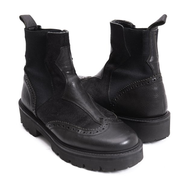 【中古】 ワイズY\u0027s  ウィングチップサイドゴアブーツ 黒4（24.5位）【レディース】