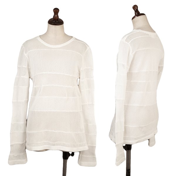 【中古】 コムコム コムデギャルソンCOMME des GARCONS 切替メッシュカットソー 白SS【レディース】｜PLAYFUL