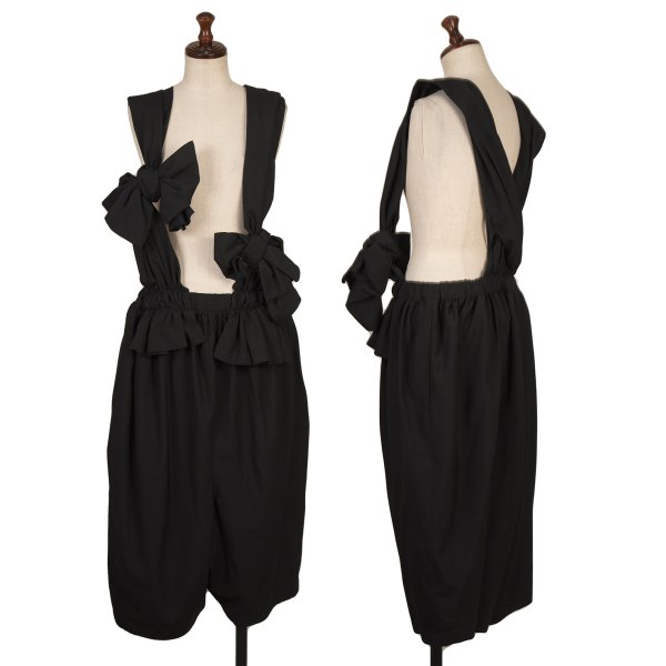 【中古】 コムデギャルソンCOMME des GARCONS リボンショルダーウール吊りパンツ 黒S【レディース】｜PLAYFUL
