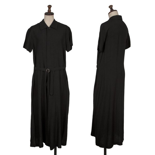 【中古】 トリココムデギャルソンtricot COMME des GARCONS レーヨンベルテッドプルオーバー半袖衣装 黒M位【レディース】