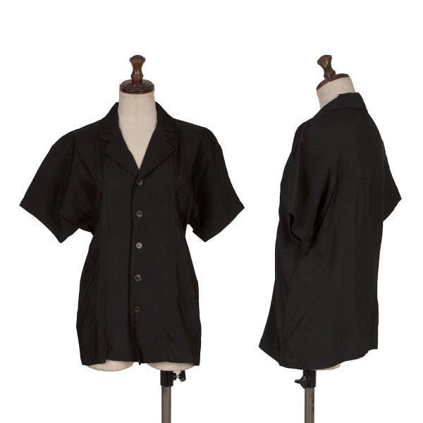 【中古】 トリココムデギャルソンtricot COMME des GARCONS キュプラシャドーボーダー半袖シャツ 黒M位【レディース】