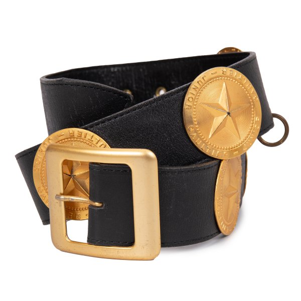 【中古】 ジュニアゴルチエJUNIOR GAULTIER スターメダル装飾ベルト 黒ゴールド【レディース】｜PLAYFUL