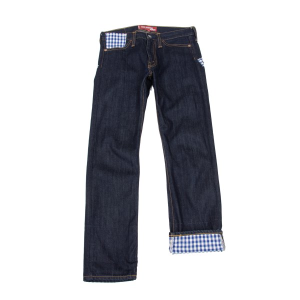 【中古】 ジュンヤワタナベ マンピンク コムデギャルソン&times;リーバイス JUNYA WATANABE MAN PINK COMME des GARCONS&times;Levi's チェックパッチデニムパンツ インディゴ青S【レディース】｜PLAYFUL