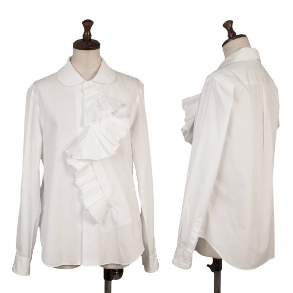 【中古】 コムデギャルソンCOMME des GARCONS フリル装飾ラウンドカラーブラウス 白S【レディース】｜PLAYFUL 25,649円