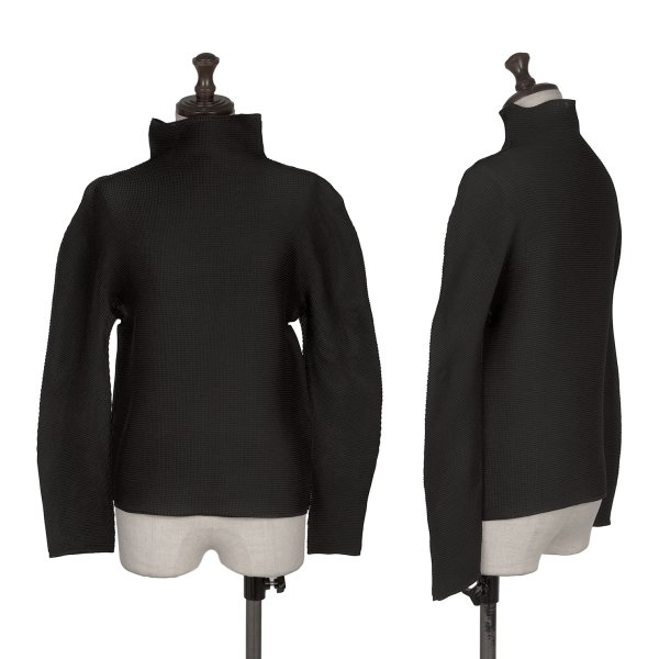 【中古】 イッセイミヤケミーISSEY MIYAKE me ストレッチプリーツハイネックカットソー 黒F【レディース】