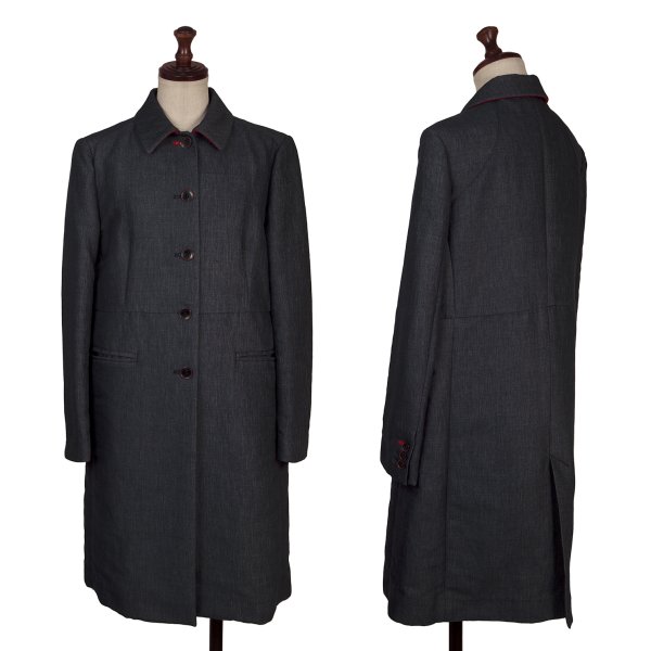 【中古】 ポールスミスPaul Smith LONDON コットンリネン切替デザインコート 紺38【レディース】｜PLAYFUL