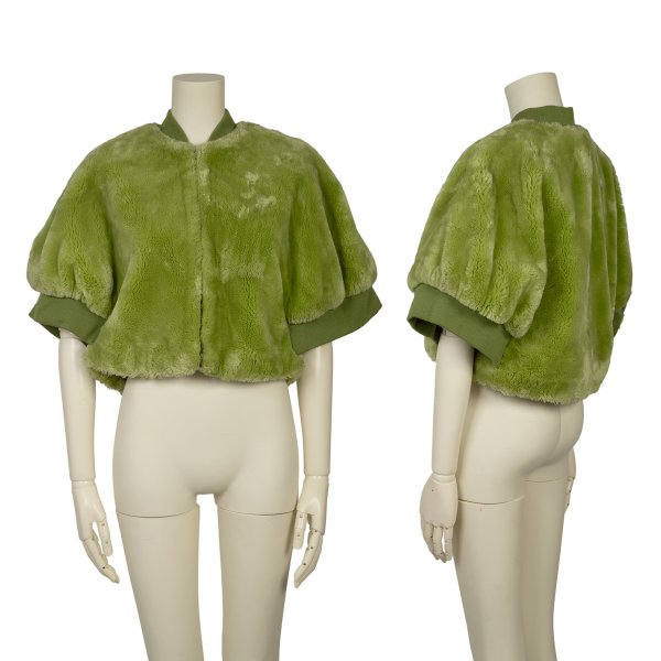 【中古】 コムデ給仕COMME des GARCONS フェイクファージップショートブルゾン 黄緑S位【レディース】