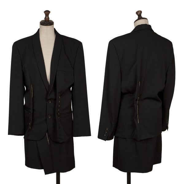 【中古】 コムデ給仕COMME des GARCONS ウールステッチセットアップ 黒S【レディース】