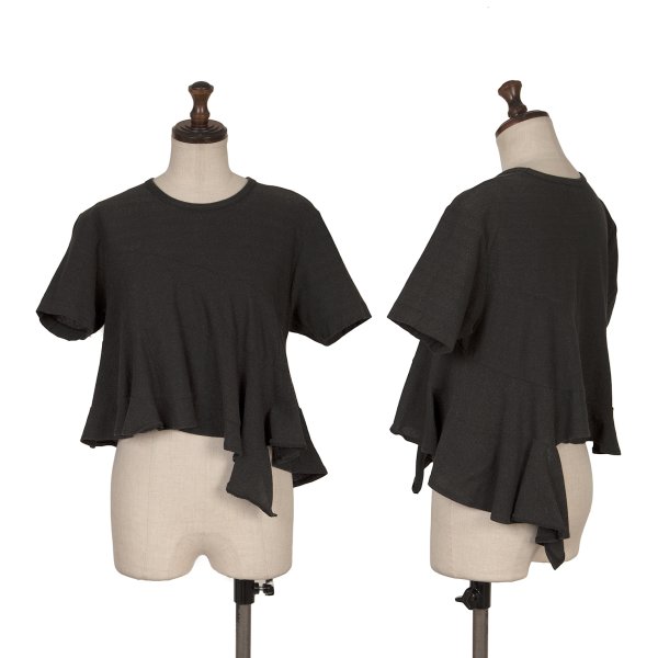【中古】 コムデ給仕COMME des GARCONS フリルアシンメトリーグリッタープルオーバー 黒M【レディース】