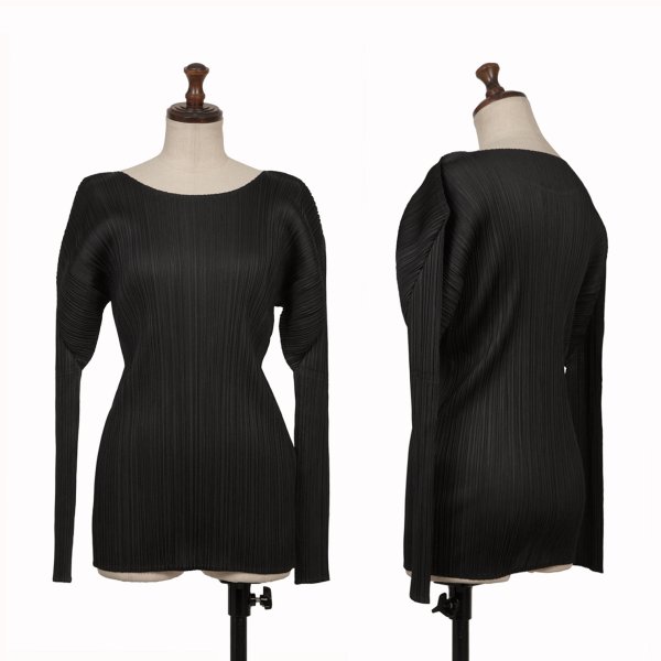 【中古】 イッセイミヤケISSEY MIYAKE プリーツカットソー 黒M【レディース】