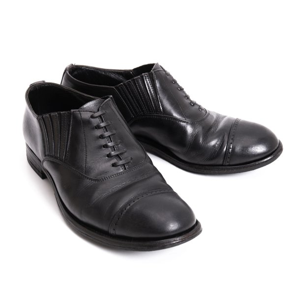 【中古】 コムデ給仕COMME des GARCONS カッティングサイドゴアレザーシューズ 黒23位【レディース】